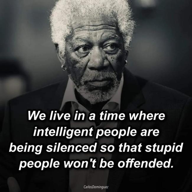 intelligent people are being silenced so that stupid people won't be offended. eT xO