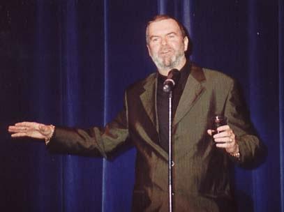 Presenter Comedian and columnist Garry Bushall on stage at the Marlow Theatre