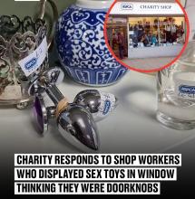 WHO DISPLAYED SEX TOYS IN WINDOW THINKING THEY WERE DOORKNOBS